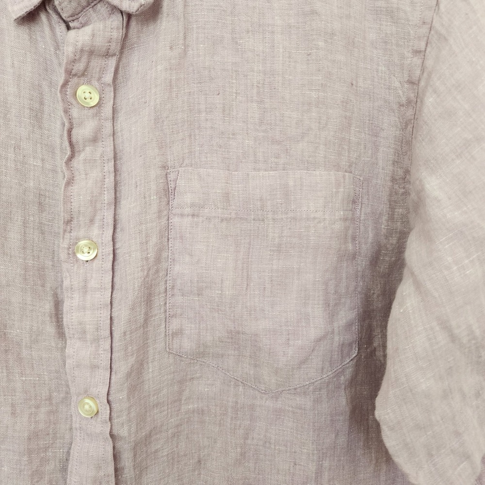 Orvis Mens Lavender 100% Linen Short Sleeve Button Down Shirt Classic Fit L - Picture 3 of 7